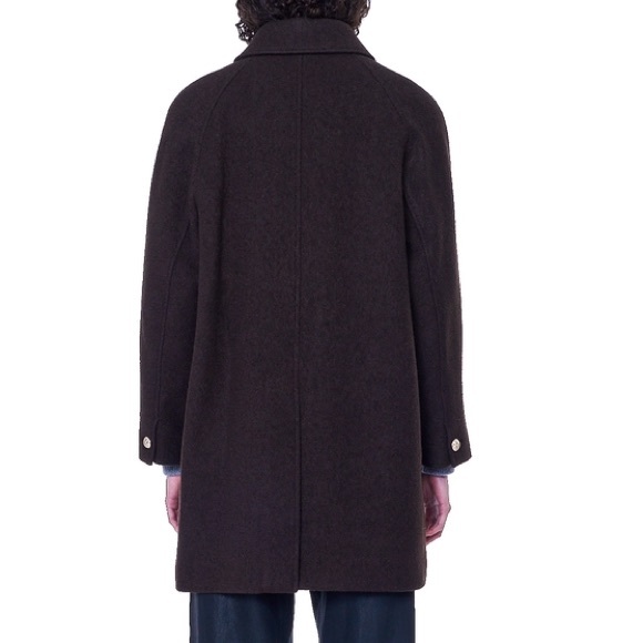 Dunst Boucle Wool Half Coat Brown Relaxed Loose Fit Gold Button Wool Coat Jacket - Picture 3 of 10